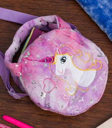 Children's round plush bag with unicorn