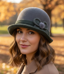 Women's cloche hat with bow