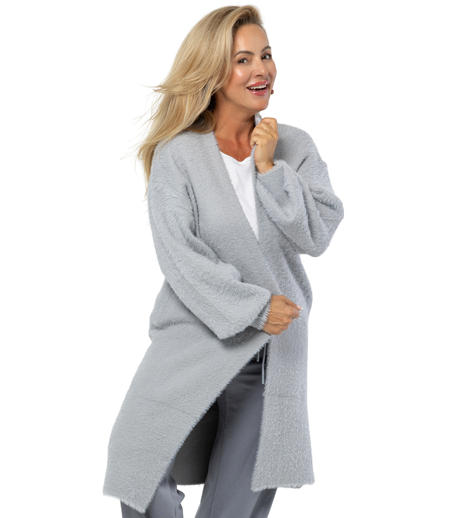Soft knit cardigan with puffy hair ALBA