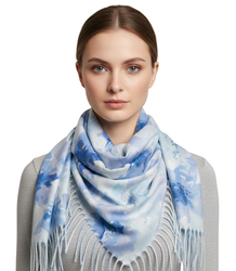 Floral women's scarf shawl with tassels