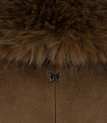 Elegant women's coat with decorative fur CRYSTAL