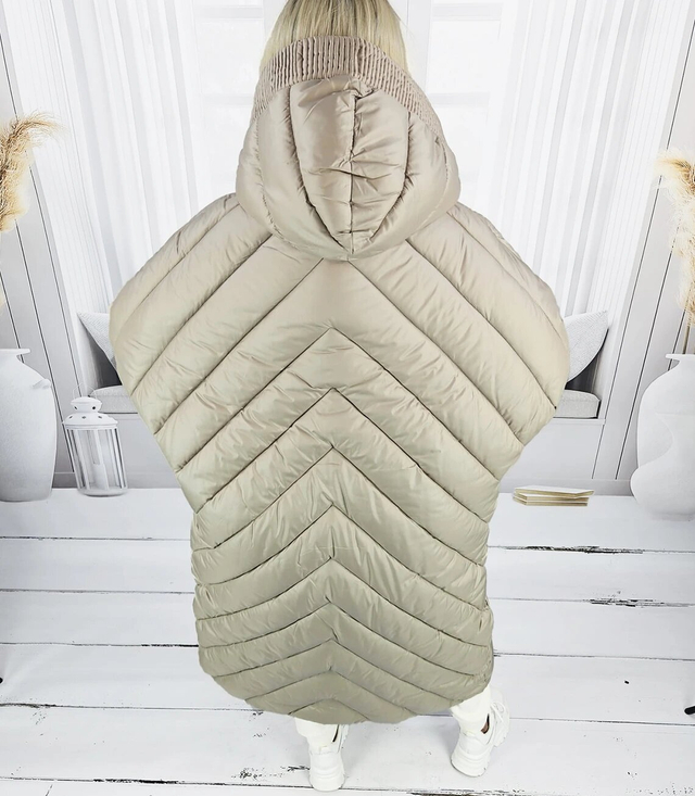 Long jacket women's coat with diagonal quilting Warm LUCY