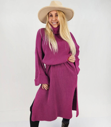 Ribbed MAXI turtleneck sweater dress