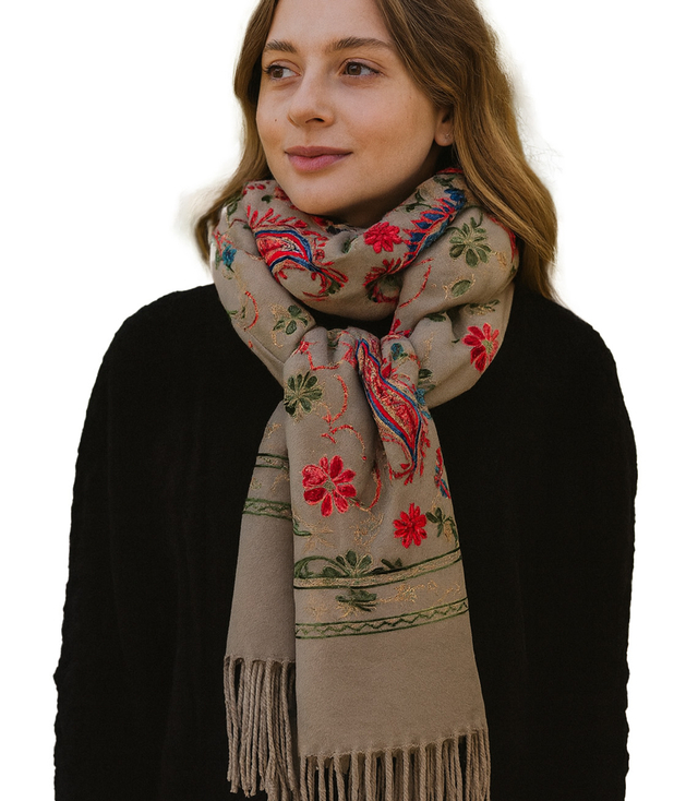 Women's scarf with floral ornament stylish