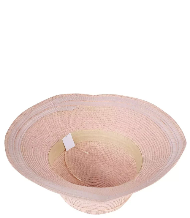 Women's straw hat with stripes on the brim