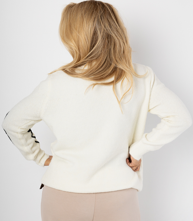 Classic women's sweater with 3D flower applique CLASSIC BLOOM