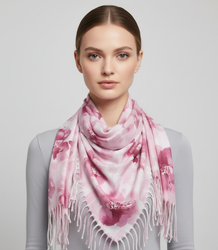 Floral women's scarf shawl with tassels