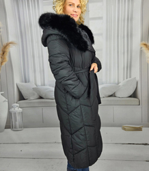 Long quilted winter warm coat with hood KELLY