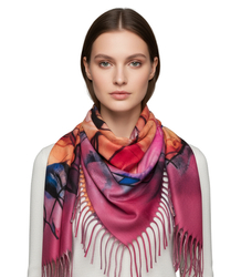 Abstract shawl scarf multicolored elegant with tassels