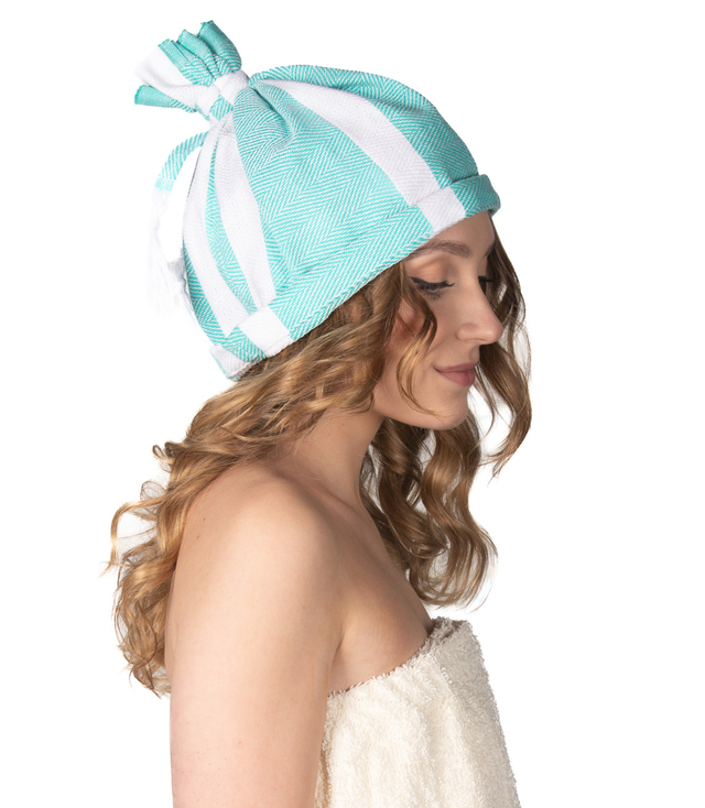 Tiered cotton sauna cap