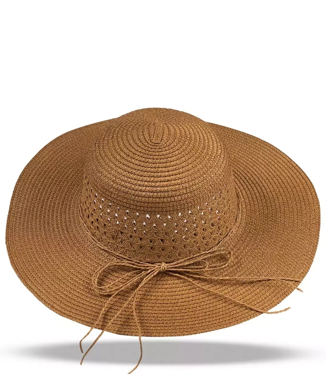 Summer women's straw hat with an openwork head