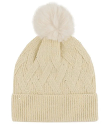 Warm women's beanie with pompon winter autumn with zircons one-color