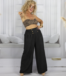 Loose women's palazzo pants wide leg high rise LENA