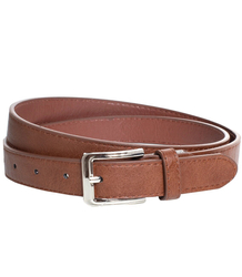 Smooth women's eco leather belt with silver buckle 2.3 cm