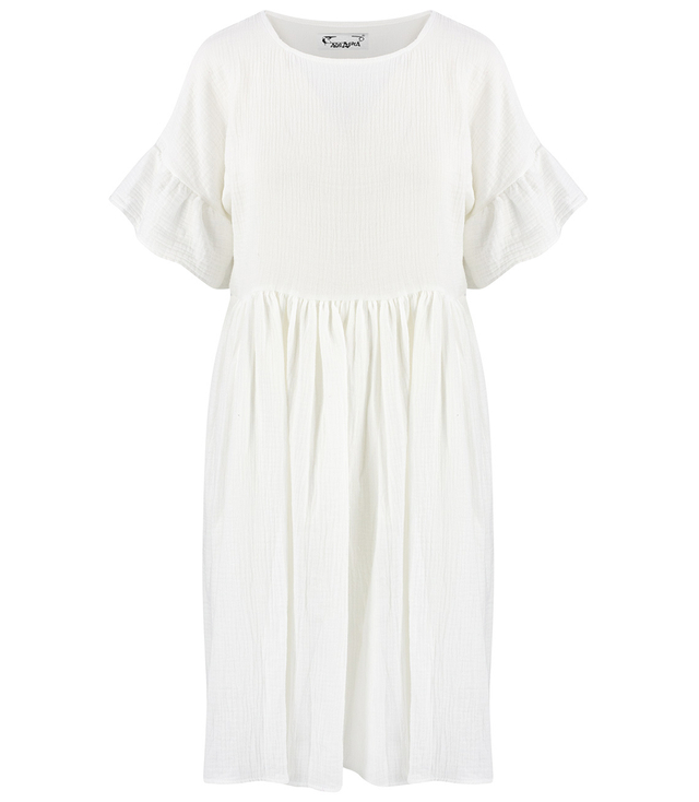 MARIA oversize muslin midi dress with ruffles