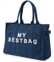 Large shopper bag one-color with the inscription "My Bestbag"