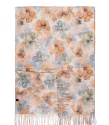 Women's scarf with floral motif and tassels elegant