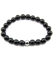 Women's bracelet onyx beads 8 mm in a box