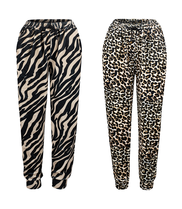 Women's velour pants animal print panther spots HELENA