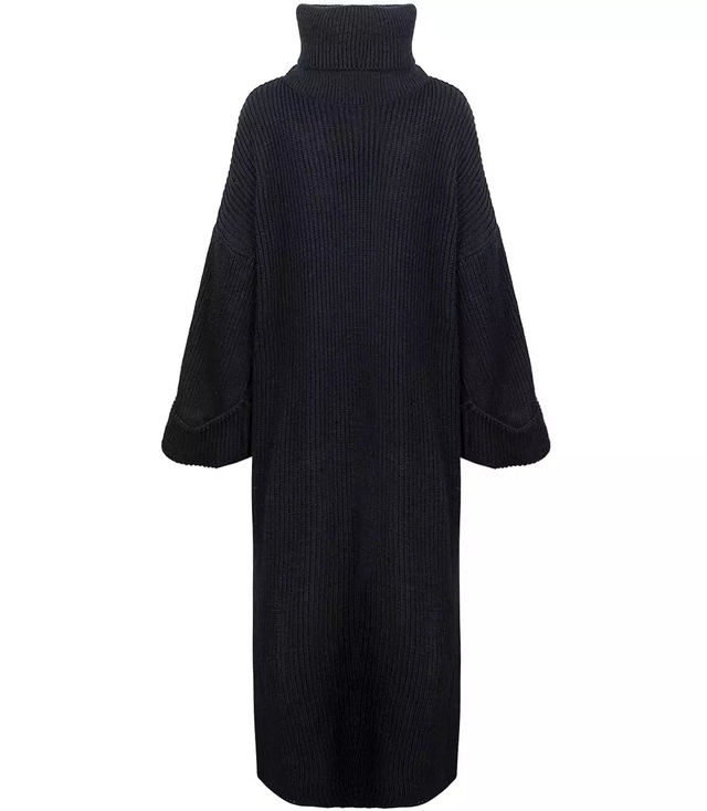 Ribbed MAXI turtleneck sweater dress