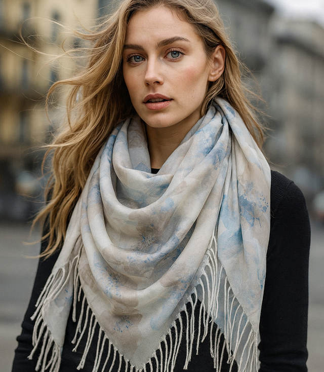 Women's scarf with floral pattern 100x100