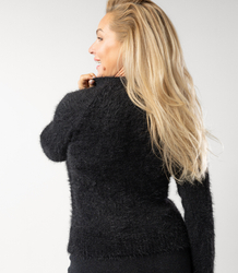 Fluffy short sweater with round neck MILA