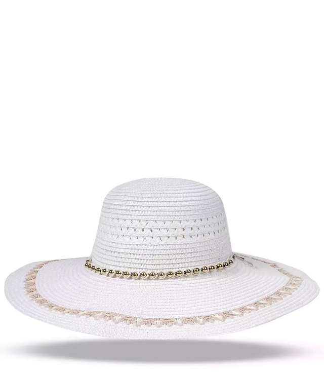 Large women's wide-brimmed hat with beads