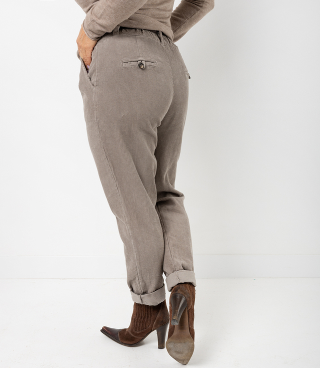 Corduroy chinos pants with belt WERA fango