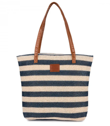 Large braided shoper bag with stripes