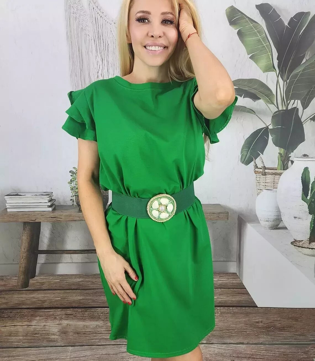 Cotton simple dress with frills