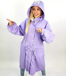 Lekki dłuższy płaszcz przeciwdeszczowy parka