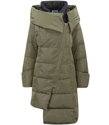 Asymmetrical down coat with a winter vest