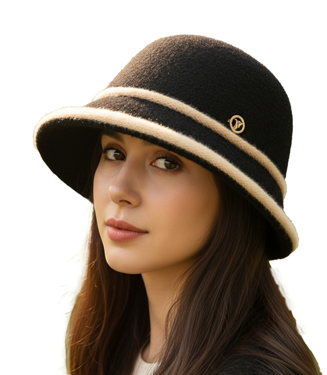 Women's hat cloche patch flower