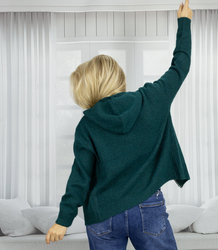 Short unzipped hooded cardigan sweater with zipper NORA