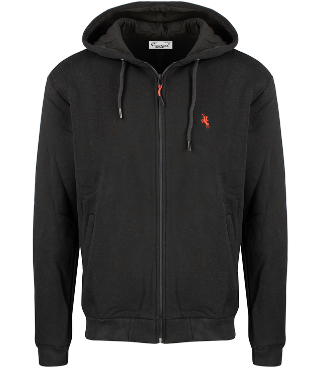 Men's warm unbuttoned hoodie single color with embroidery