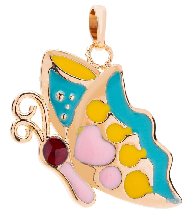 Small colorful gold butterfly pendant