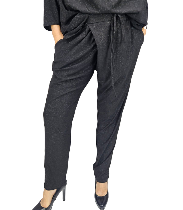 Elegant loose envelope pants with waist tie CLARA