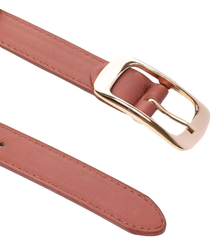 Smooth women's eco leather belt with gold buckle 2 cm