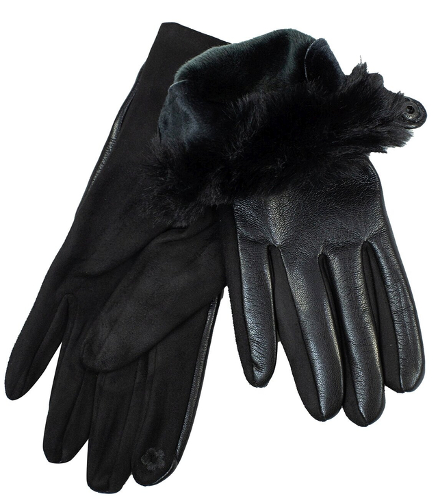 Women's gloves insulated with fur buttons Touch Five-fingered