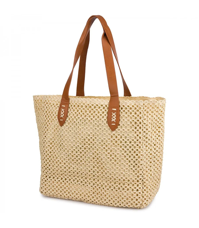 Large braided shoper bag Stylish with inscription PARIS