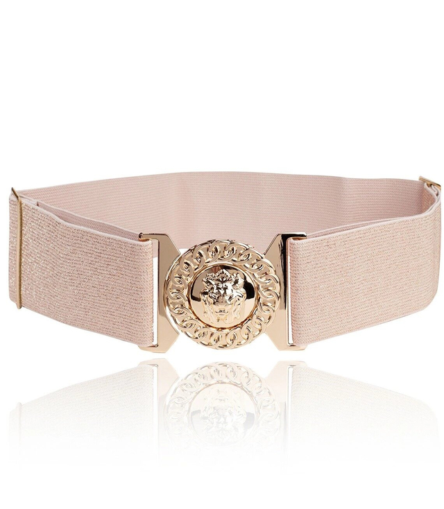 Women's belt with gold lion adjustable elastic