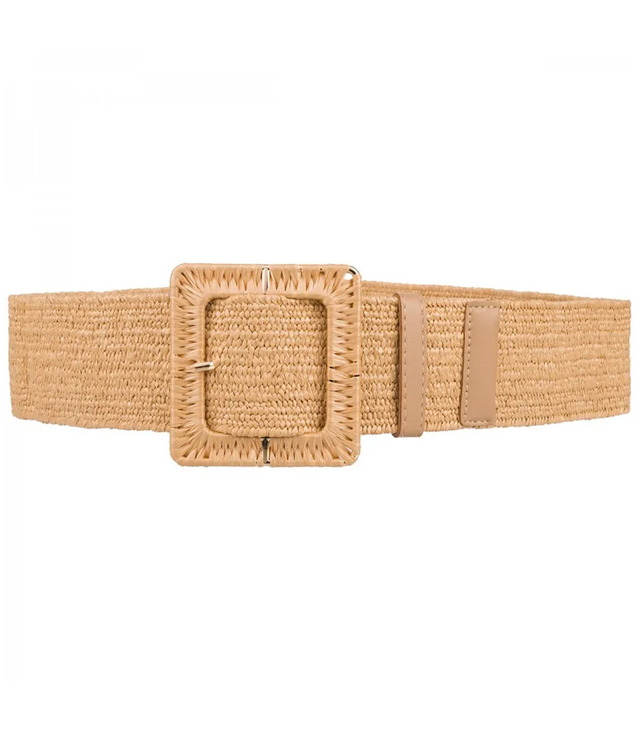 Braided women's belt with large buckle