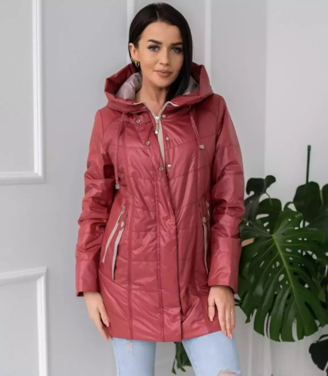 Women's transitional jacket with a quilted hood IZA