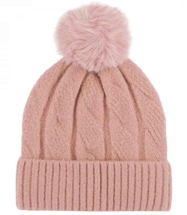 Warm women's cap with pom-pom autumn winter hat