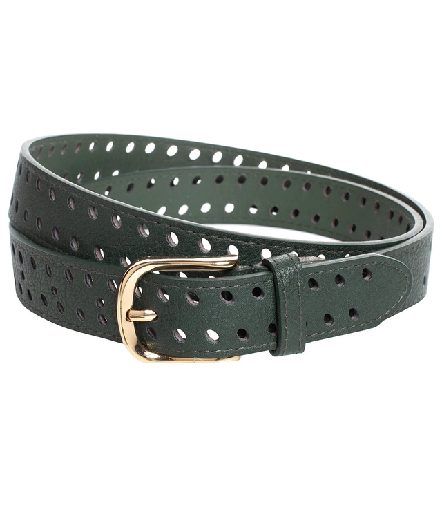 Women's eco leather belt with decorative holes 3 cm