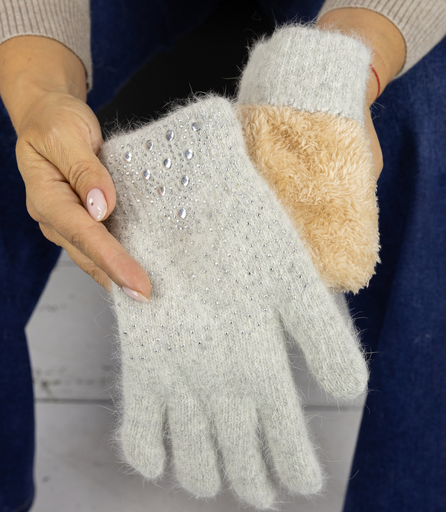 Women's elegant gloves with zircons