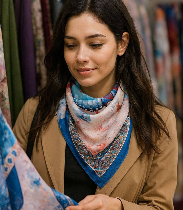Elegant women's scarf with an insane 70x70 pattern