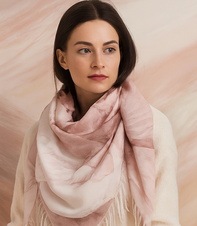 Women's scarf with floral pattern 100x100