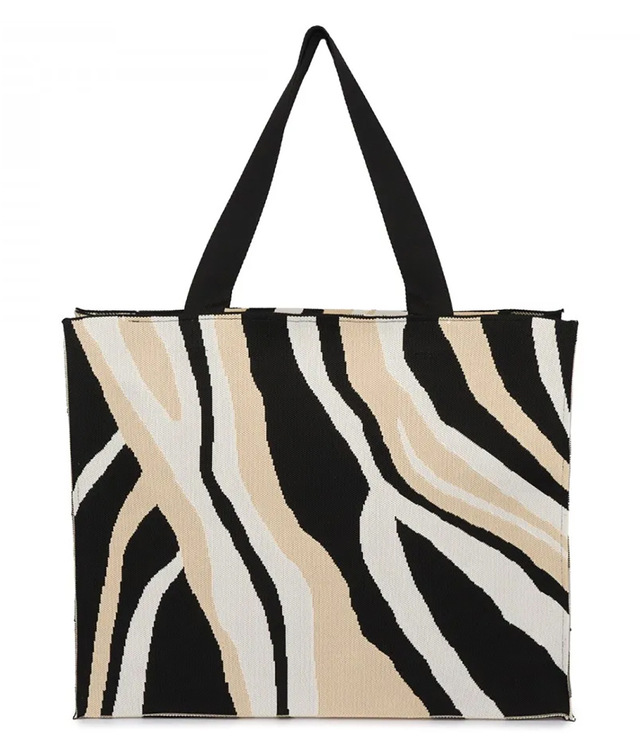 Shopper bag patterned large colorful shoulder bag with zipper 