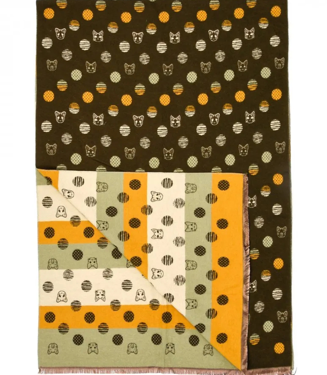 Warm shawl scarf cats dots elegant stylish 180x70 cm